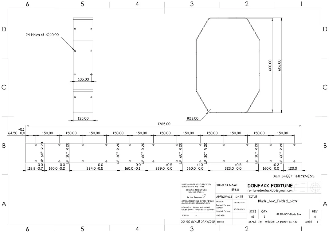 Blade box — folded plate component