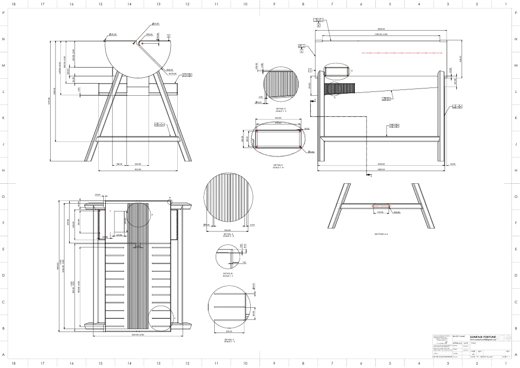 Complete 2D frame assembly drawing