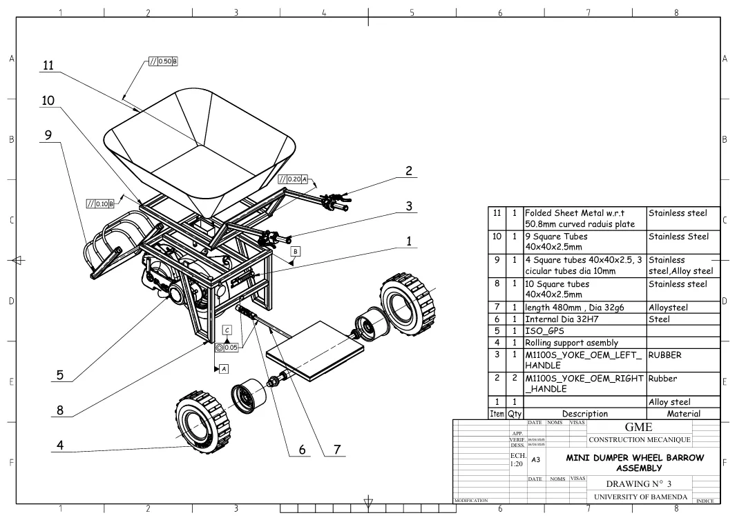 Complete 2D assembly drawing